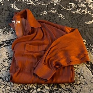 Free People Terracotta Long Sleeve Blouse